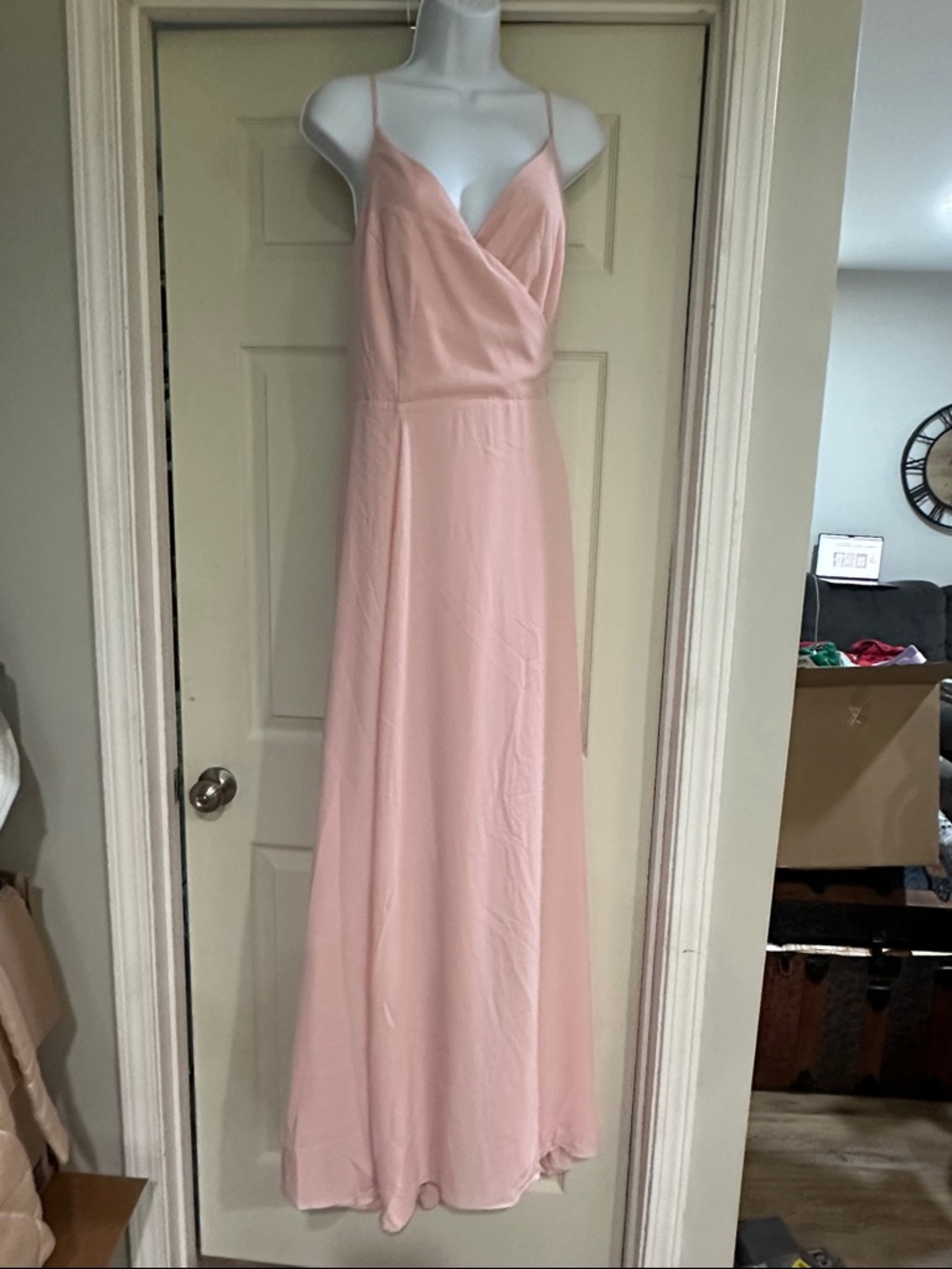 RSVP Blush Pink Spaghetti-Strap Maxi Dress - wrap around dress adjustable